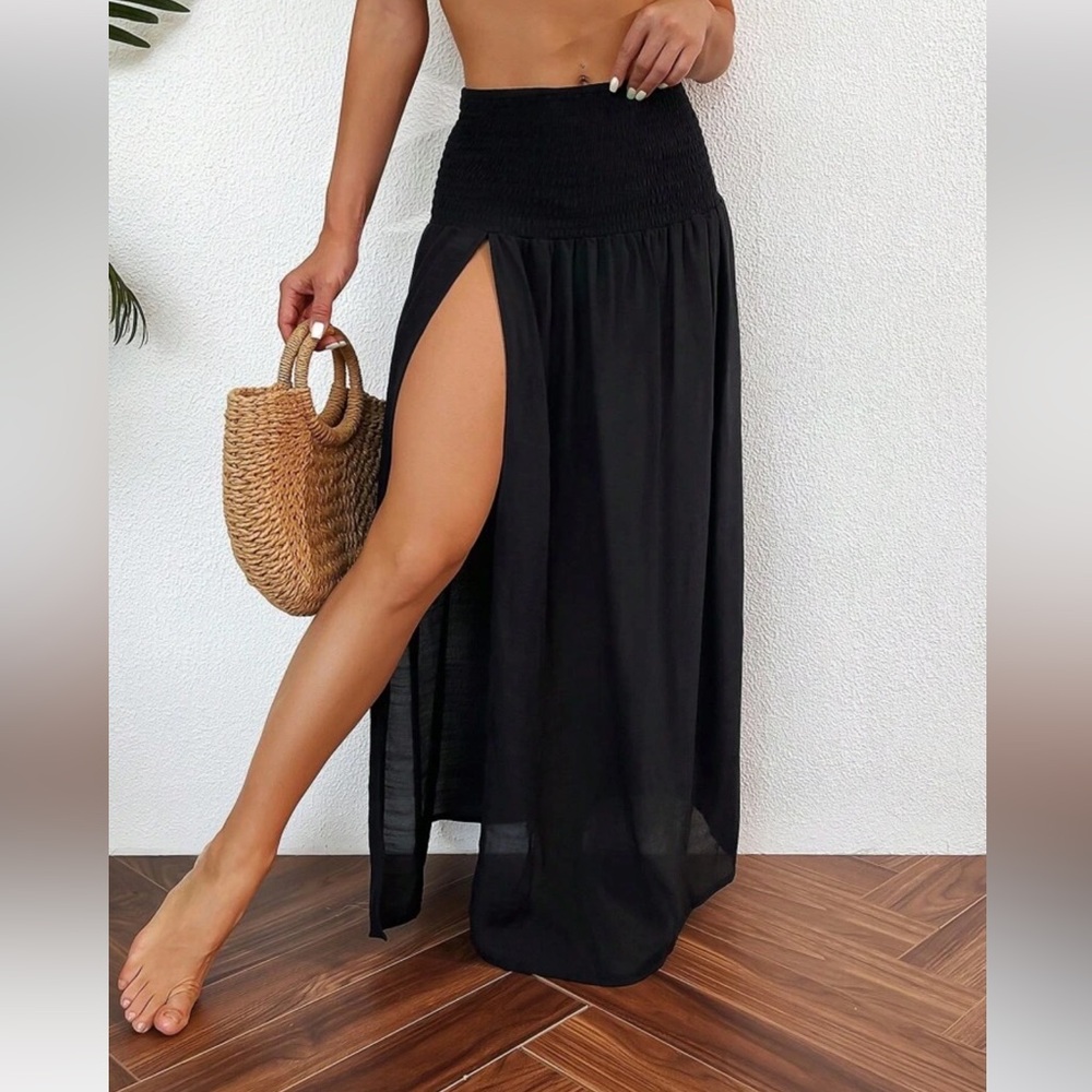 Chic Black Maxi Coverup Skirt for Women